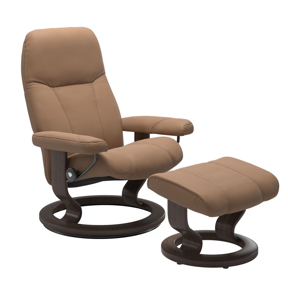 Consul Classic Chair with Footstool Leather